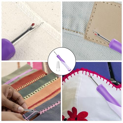 2 PCS Seam Rippers, Rippers for Sewing and Thread,Remover Stitch Tool for Hand Sewing, Knitting, Cross Stitching, Embroidery and Thread Removal(Purple + Green) - color: Purple + Green