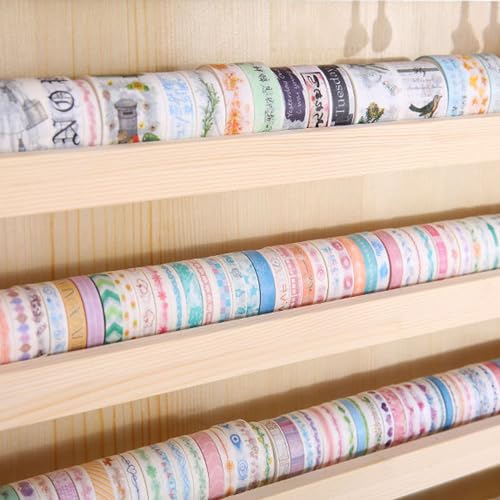 5-Layer Wood Washi Tape Box Organizer with Hanging Hook & Masking Tape Holder, DIY Storage & Closet Divider for Sewing, Thread - color: 5 Layers