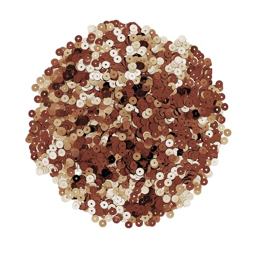 Mandala Crafts 6mm Flat Round Brown Sequins for Sewing Embroidery - color: Brown, size: 6mm Flat Sequins