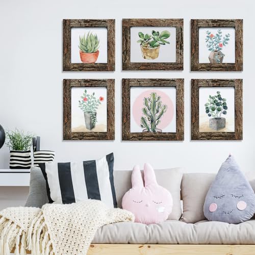 IKEREE 8x10 Rustic Picture Frames with Real Bark, Natural Wood Photo Frame - size: 8x10