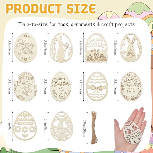 Blulu 100 Pcs Wooden Snowflake Ornaments, Easter, Natural, 3.1 in - color: Natural, size: 3.1 in, style: Easter