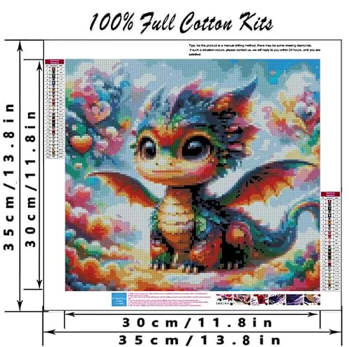 MYBISYMQQ Cute Rainbow Dragon Cross Stitch Kits for Adults, Stamped Cross Stitch Kits for Beginner，DIY Needlepoint Embroidery Patterns Kits Embroidery Patterns for Home Wall Decor 13.7x13.7 inches - color: T020