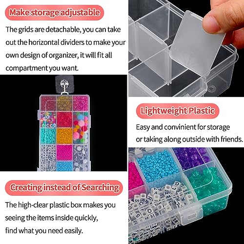 IOOLEEM Bead Organizer Box, 18 Grids Adjustable Dividers Storage Box - color: Clear, size: 18 Grids Adjustable (1 pack)
