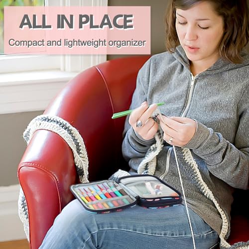 Katech Portable Travel Crochet Hooks Case w/Zippe Pocket Elephant Pattern - color: Elephant Pattern