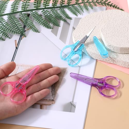 3 Pc Small Craft Scissor 3" Tiny Travel Scissor with Cover Pink/Purple/Blue