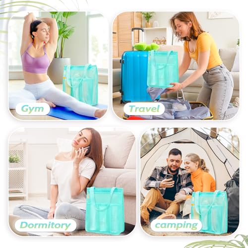 famichan Mesh Shower Caddy Portable, Gym Travel Camp Dorm Room Essentials for College Student Boy Girl, Bathroom Shower Bag - Blue - color: Blue