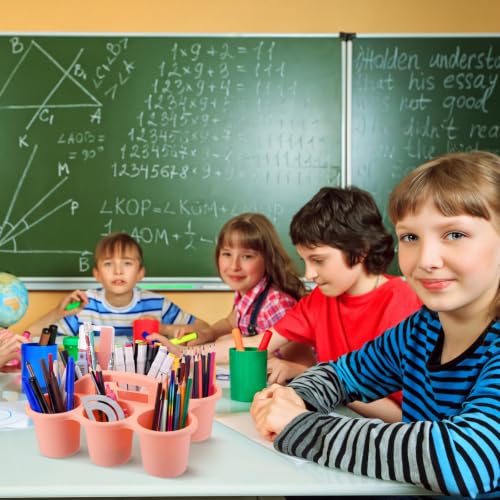 6 Pack 6 Cup Caddy for Classroom Plastic Round Desk Table Caddy, Boho - color: Boho