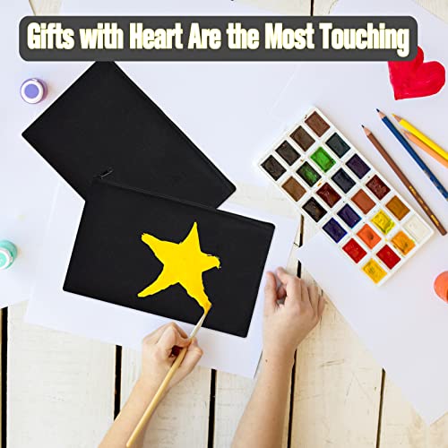 ZeeDix Small Canvas Zipper Pouch for Makeup Pencil Travel Storage 8.3x5 In - color: Black, style: 8 Pcs