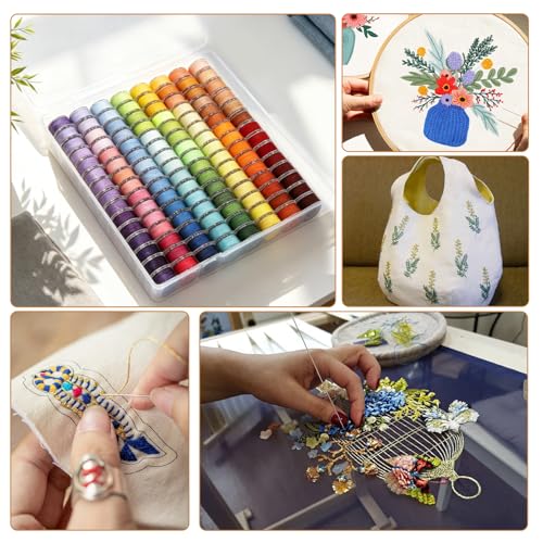 120 Pcs Pre-Wound Bobbins Sewing Thread 120 Colors (Rainbow) - color: Rainbow