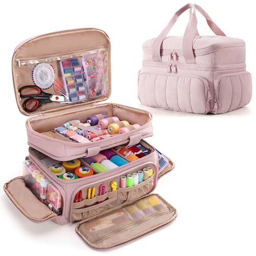Marscamd Sewing Organizer Bag with Detachable Dividers, Pink (Bag Only) - color: Pink