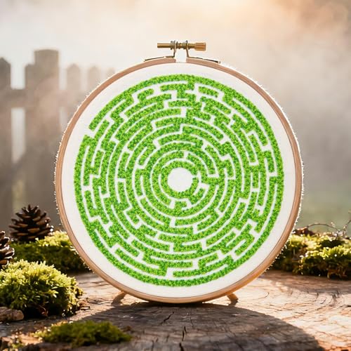 Maze Embroidery Kits for Beginners Adults Funny Hand Embroidery Art Kits, Cross Stitch Kits for Beginners DIY Craft Kits for Adults Women, Entire Set of Embroidery Supplies【Full-length Video Tutorial】 - color: H2069