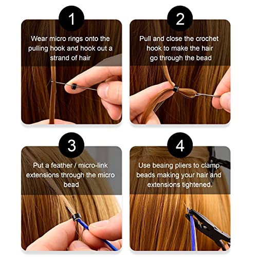 NEWISHTOOL Micro Links Hair Extensions Kit, Hair Extension Pliers for Beads - color: Black