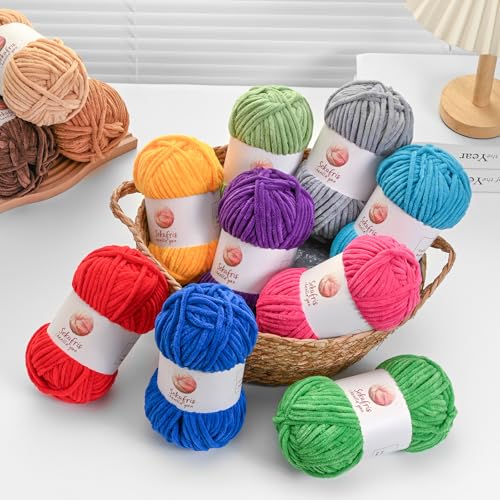 Chenille Yarn for Crocheting Size 5 Bulky Yarn 3 Lime Green - color: 3 Lime Green