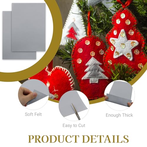 12 Pcs Felt Sheets, 7x11 Inch Stiff Felt for Crafts DIY, Grey - color: Gray