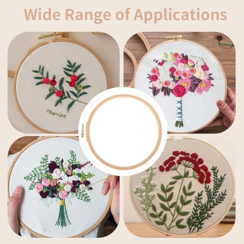 5 Pieces 7.5 Inch Embroidery Hoops, Round Cross Stitch Hoop Rings Wooden Embroidery Frames Wood Circle Display Frame for Art Craft Sewing and Hanging Ornaments