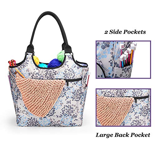 YARWO Crochet & Knitting Tote Bag, Yarn Storage Holder for Hooks & Needles