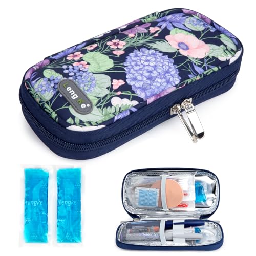 YOUSHARES Insulin Cooler Travel Case, Diabetic Travel Case TSA Approved with 2 Ice Packs for GLP-1, for Ozempic, for Insulin Pens and Insulin Vials for Daily & Travel - color: Hydrangea