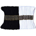 Premium Embroidery Floss - Cross Stitch Threads - Friendship Bracelets Floss - Crafts Floss-Black and White - Hand Embroidery Thread 24 Skeins Per Pack - color: 12white12black, size: 24skeins