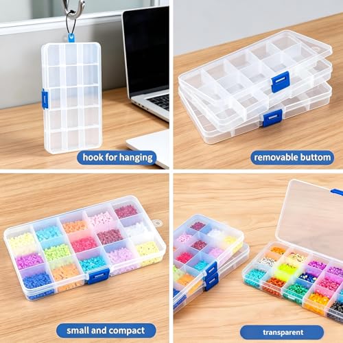 4Pack Bead Organizer Box with Adjustable Dividers,for Bracelet Making DIY Jewelry Craft Nail and Earring Organizing,Fishing Tackle Boxes (clear) - color: clear