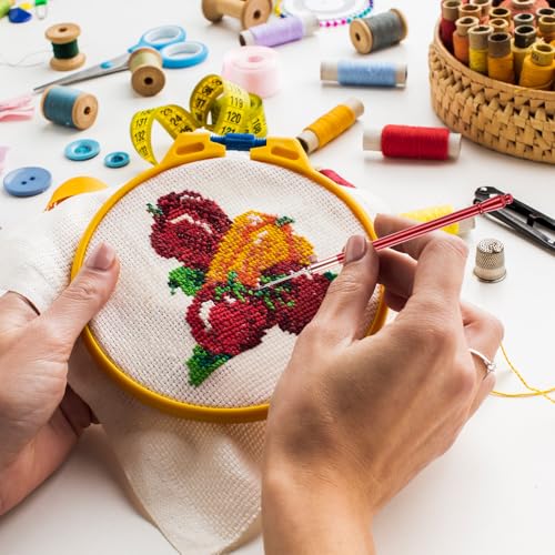2 PCS Tambour Embroidery Kit, Tambour Hook with 6 Needles, Stainless Steel Bead Embroidery Kit for Sequin Beading DIY Sewing