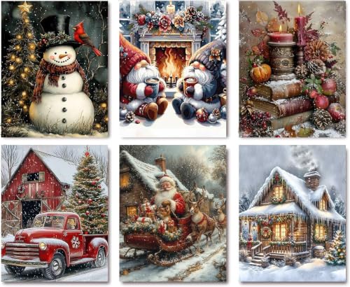 KYOQFVN 6 Pack Christmas Counted Cross Stitch Kits for Adults, Christmas Cross Stitch Kits for Beginners, DIY 11CT Needlepoint Embroidery Cross-Stitch Kits for Home wall Decor 12×16 Inch (6 Pack) - color: TJSDSZX01-TJSDSZX06