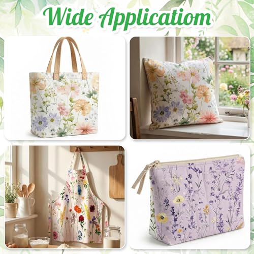 Tatuo 30 Pieces 10 x 10 Inches Summer Wildflower Cotton Fabric Bundle Squares Patchwork Floral Fabric Sewing Quilting Bundles Assorted Pattern Cloth for DIY Scrapbook Craft Making - style: Stylish Wildflower