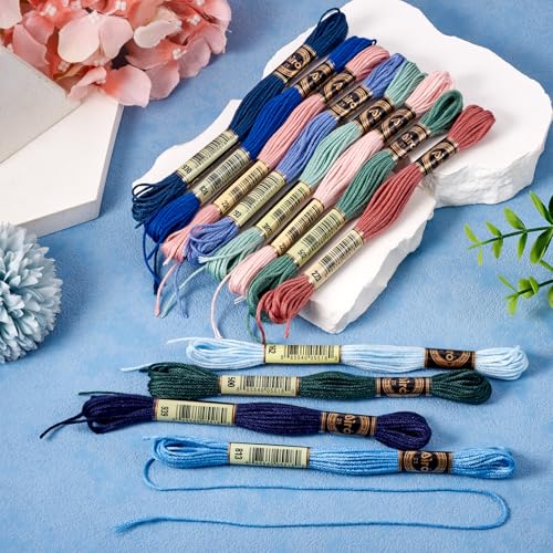 12 Skeins Cross Stitch Threads 0.5mm Embroidery Floss 6 Ply Polyester Friendship Bracelets Floss Crafts Floss 12 Color 8.75 Yards(8m)/Skein - color: 12 Color C