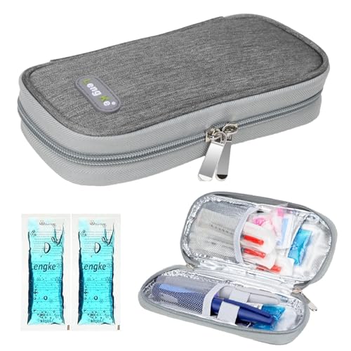 YOUSHARES Insulin Cooler Travel Case, Diabetic Travel Case TSA Approved with 2 Ice Packs for GLP-1, for Ozempic, for Insulin Pens and Insulin Vials for Daily & Travel - color: Grey