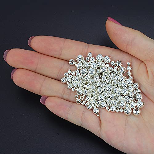 (R) Silver Plated Smooth Round Metal Beads Assorted Size Jumbo Pack 2100 pcs - color: Silver 2100 Pcs Mixed Size