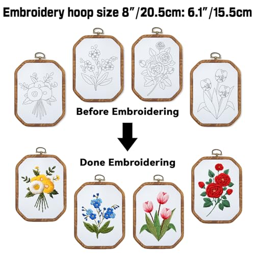 ORIGACH 4 Set DIY Flower Embroidery Kit for Beginners Adults - style: Flowers