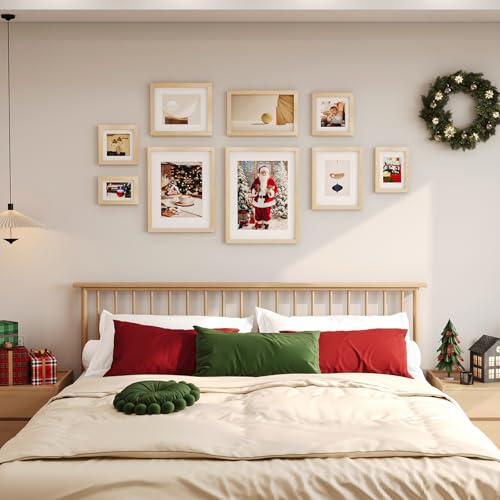 KINLINK 11x14 Picture Frame Natural, Solid Wood Frame 11x14 with Acrylic Plexiglass for Pictures 5x7/8x10 With Mat,Tabletop and Wall Display, 11 x 14 Picture Frame Set of 1 - color: Natural, size: 11x14