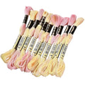 10 Skeins 6 Strands Yellow Cross Stitch Thread Variegated Gradient Embroidery Floss Needlepoint Friendship Bracelet String Yarn Threads Bulk for Hand Sewing Bracelets Needlecraft Stitching - color: Yellow,pink