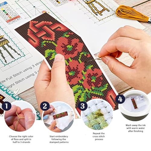FREEBLOSS 6 Set Cross Stitch Bookmark Kits 11CT 8"x2.4" Celtic Knots - style: Celtic Knot Flowers