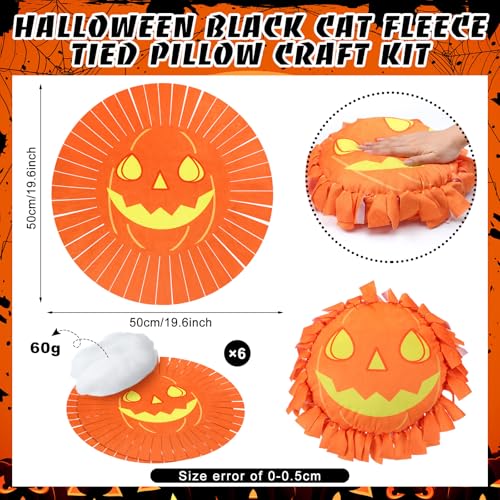 Weysat 6 Sets Halloween Pumpkin Tied Pillow Craft Kit Jack-O'-Lantern DIY Pillow Craft Gifts with Pumpkin for Halloween Home Decorative Couch Sofa Classroom Giveaways - style: Halloween Pumpkin