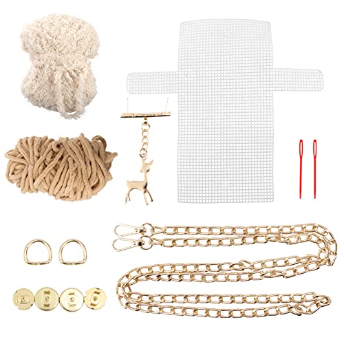 ABOOFAN DIY Woven Purse Material Kit Cross Stitch Purse Canvas with Deer Pendant Handmade Bag Accessory for Phone Cosmetics Gift Making 7.28 X 4.13 X 1.57 in