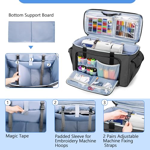 CURMIO Rolling Embroidery Machine Case Compatible with Brother SE600, PE535