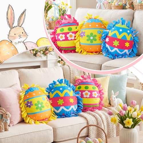 Weysat 6 Sets Easter Egg Tied Pillow Craft Kit DIY Easter Egg Pillow Craft Gifts with PP Cotton for Spring Party Decor Vbs School Favors Classroom Giveaways - style: Easter