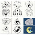 CRASPIRE 5 Sheets Tarot Card Water Soluble Embroidery Stabilizers Hand Sewing Stick and Stitch Moon Magic Transfers Paper Wash Away Pre-Printed Self Adhesive Patterns for Cloth Sewing Lovers Beginner - style: Tarot Cards-03