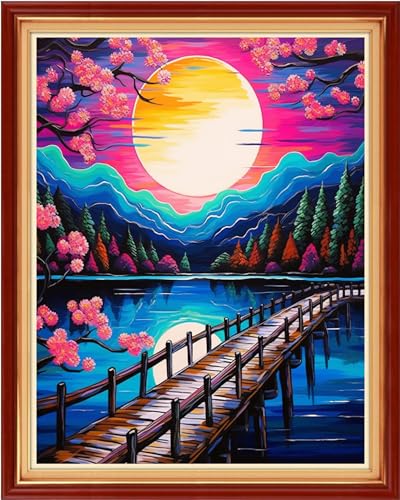Dooxvey Cross Stitch Kits for Adults Beginners - Full Range of Stamped Kits, 11CT Cross Stitch Patterns - Night Scenery, 16x20 inch - color: Manual Arts 07