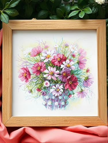 RIOLIS 2228 Watercolor Cosmos Counted Cross Stitch Kit 11.75 x 11.75 in