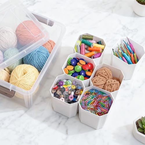 Citylife 17QT 4-Pack Clear Storage Bins with Lid 6 inserts Stackable - size: 4 Pack-17 QT