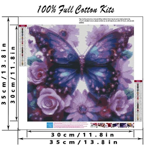 Butterfly Flower Stamped Cross Stitch Kits Flower Cross Stitch Patterns,Dimensions Cross Stitch Kits Embroidery Kit Arts and Crafts for Beginners 13.7x13.7 inches - color: D060