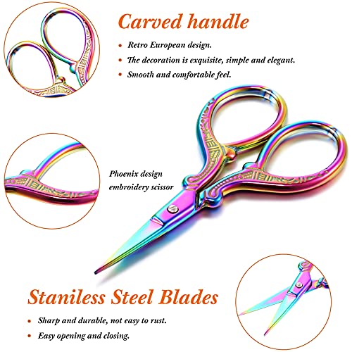 Chumia 6 Pieces 3.6 Inch Embroidery Scissors Bulk Cross Stitch Sewing Crochet Scissors Stainless Steel for Needlework Artwork (Retro Colors) - color: Retro Colors