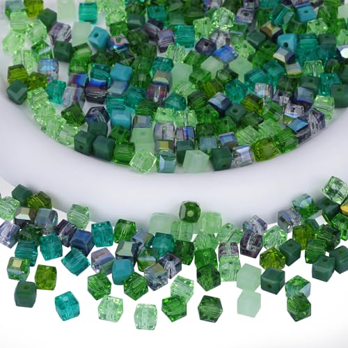 BEEFLYING 4mm Crystal Glass Spacer Beads for Bracelets, Green 200 Pcs - color: Green, size: 6mm
