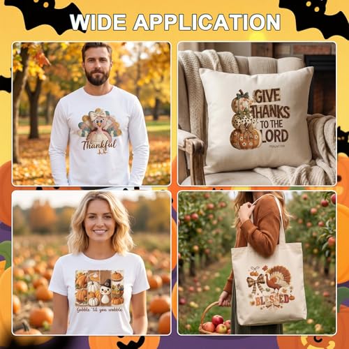Fall Thanksgiving Iron on Transfers - 20Pcs Dtf Transfers Ready to Press, Autumn Pumpkin Turkey Iron on Decals Patches, Fall Give Thanks Heat Sublimation Stickers for DIY Tshirts Clothes Bags - color: Fall Thanksgiving119
