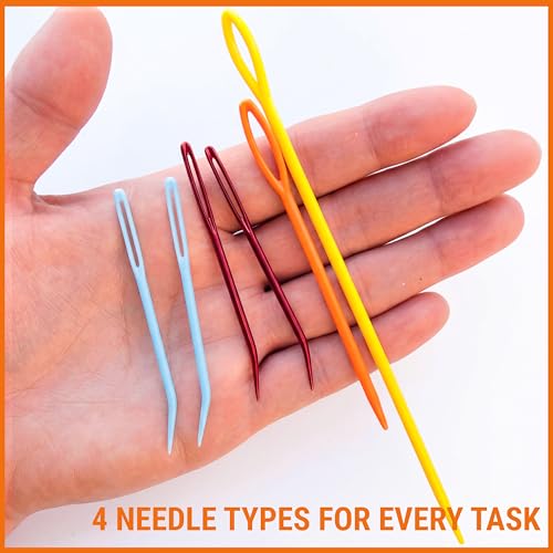 Yarn Needles Large Eye for Crochet & Knitting - 6 Pcs Tapestry Needle Set, Bent Tip Steel & Plastic Darning Needles for Weaving in Ends - size: 6 pcs