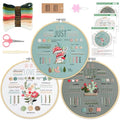 3 Sets Embroidery Kit for Beginners to Learn 36 Basic Embroidery Stitches Practice Kit,Hand Embroidery Cross Stitch Kits for Beginners with Embroidery Patterns, Hoop,Threads,Tools