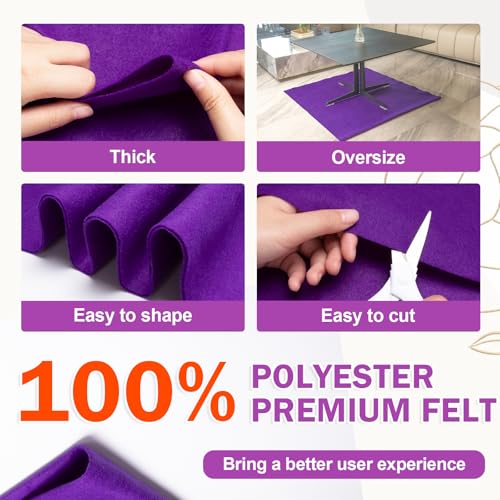 XSEINO Purple Felt Fabric 180" X 36 "(5 Square Yards), 1.4 mm Thick Soft Felt Fabric Sheet for Crafts, Purple Series Colors Soft Nonwoven Fabric, Fit for Decoration, Sewing, DIY Crafts - color: Purple, size: 5 yard pre cut