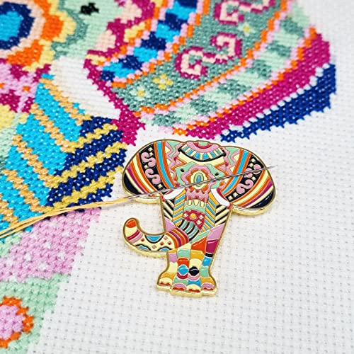 Meloca Designs Mandala Elephant Needle Minder for Cross Stitch, Embroidery, Sewing, Quilting, Needlework and Haberdashery
