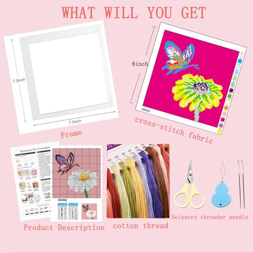 Tiwabb Easter Egg Stamped Cross Stitch Kits for Adults Beginners with Frame - color: Easter Cross Stitch with Frame
